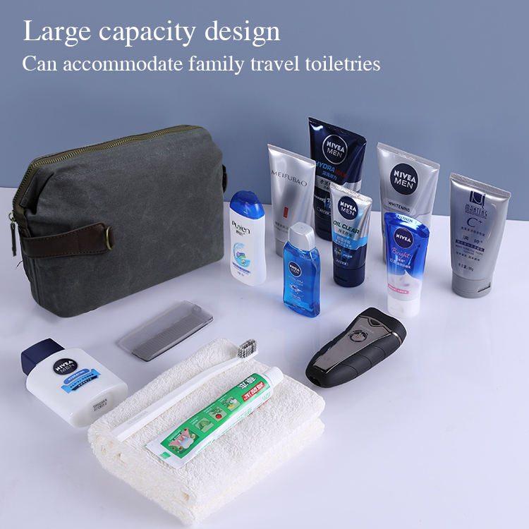Custom canvas leather waterproof shaving dopp kit case, mens toiletry bag travel bag