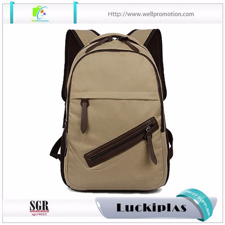 Custom camping 48L capacity canvas leather school backpack