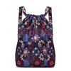 Waterproof Vintage Drawstring Backpacks Women Large Capacity Flower Ethnic Style Waterproof Nylon Rucksack BackpacK