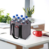 Soft Reusable Waterproof Polyester 6 Bottles Wine Tote Bag Custom Shopping Handbag
