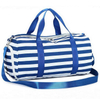 Fashion Blue Striped Women Duffle Bag Hand Carry Travel Weekend Gym Sport Duffel Bag for Yoga Swimming Fitness