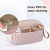 Roomy Quilted Peach-skin Women Cosmetic Pouch for Purse Travel Zipper Makeup Bag Toiletry Cosmetic Organizer