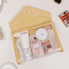 Clear PVC Pink PU Leather Small Cosmetic Storage Bag Travel Lightweight Waterproof Makeup Bag