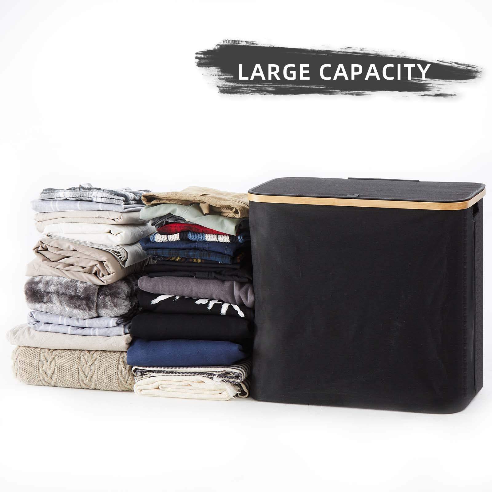 90L Collapsible Dirty Clothes Basket Large Laundry Hamper with Lid and Handle Foldable Storage Bin for Bedroom and Bathroom