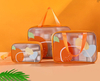 Clear PVC TPU Cosmetic Bag Travel Swimming Custom Printing Bathroom Cosmetics Toiletry Bag 3pcs Set