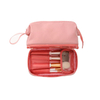 Black Portable Polyester Zipper Make Up Organizer Makeup Bags Cosmetic Bag with Pvc Brush Holder