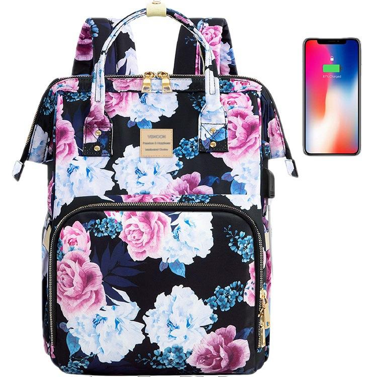 Amazon Hot Selling Lady Mummy Backpack Waterproof Leisure With USB Charging Customized LOGO Backpack