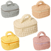 Cute Solid Color Cosmetic Bag Large Capacity Crinkle Textured Makeup Bag Portable Travel Toiletry Storage Bag