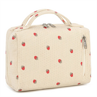 Quilted Cosmetic Bag Large Capacity Women Wide-open Make Up Bag Travel Cosmetic Toiletry Bag