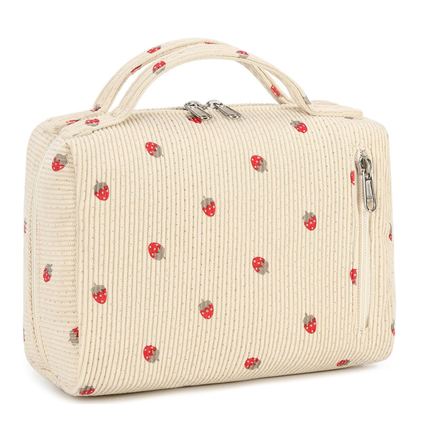 Quilted Cosmetic Bag Large Capacity Women Wide-open Make Up Bag Travel Cosmetic Toiletry Bag
