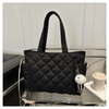 Custom Logo Nylon Large Puffy Padded Quilted Tote Bag for Women Soft Casual Handbag Zipper Fashionable Shopper Shoulder Bag