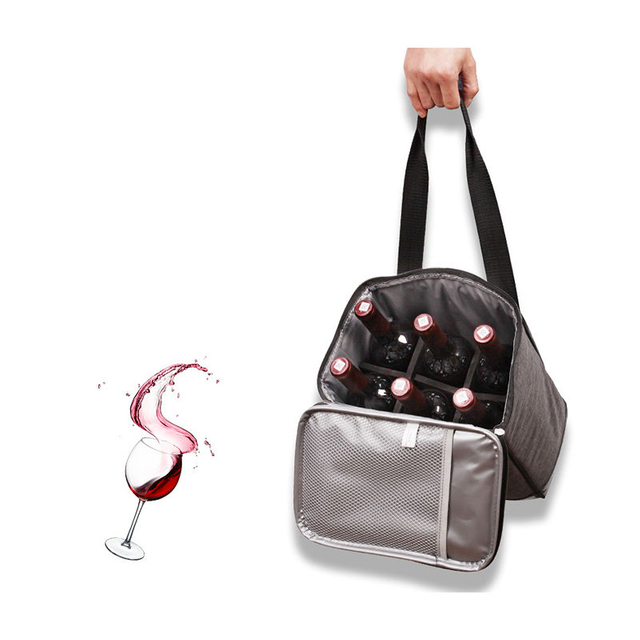 High quality travel picnic tote wine carrier 6 bottle wine cooler bag thermal champagne cooling bag