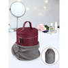 Round-shape Custom Logo Portable Waterproof Wholesale Durable High Quality Trendy Pu Leather Makeup Tote Bag Pouch Cosmetic