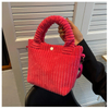 Hot Sale Ladies Sling Bag Crossbody Mini Tote Handbag Corduroy Lovely Mini Plush Tote Bag with Shoulder Strap