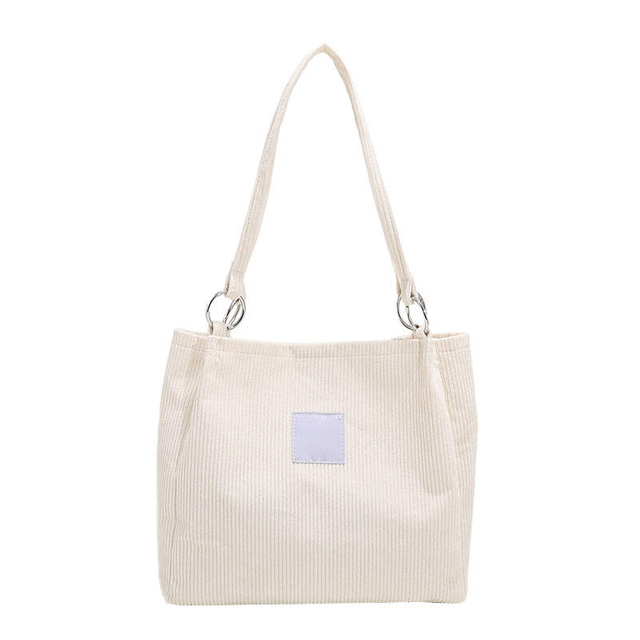 Corduroy Tote Bags Women Large Shoulder Vintage Bag Plain Tote Single Shoulder Bag Versatile with Long Handle