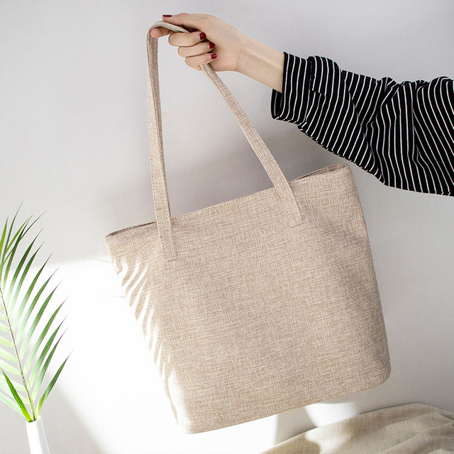 Wholesale Large Shoulder Shopping Bag Women Reusable Hemp Casualshoulder Bag Multipurpose Heavy Duty Handbag