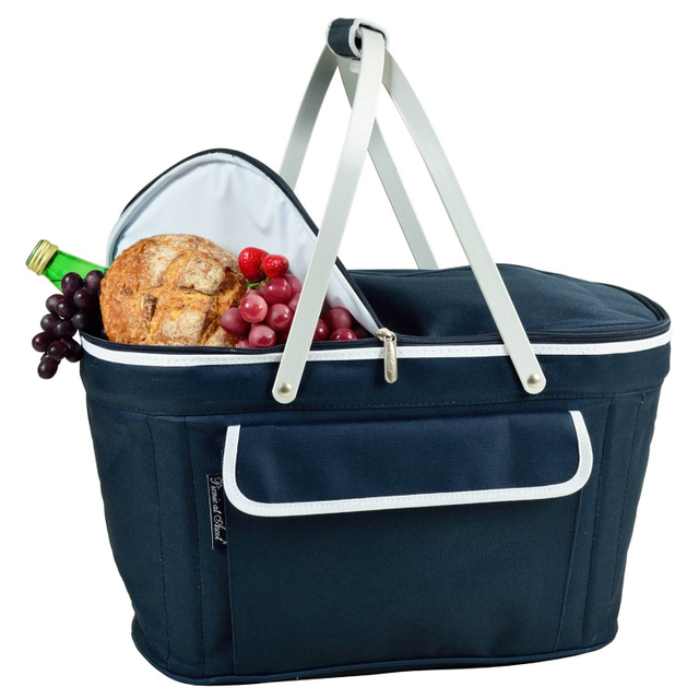 Large Capacity Waterproof Cooler Basket Collapsible Insulated Picnic Basket Cooler