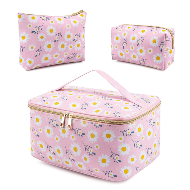 Water Resistant 3 Pcs Travel Portable Makeup Cosmetic Packing Bag with Compartment Outdoor Customizable Makeup Bags