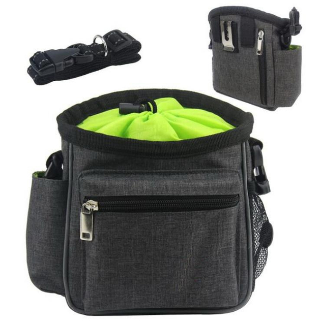 Multi-Purpose Portable Walking Running Pet Snack Holder Reusable Dog Training Treat Pouch with Waist Shoulder Strap