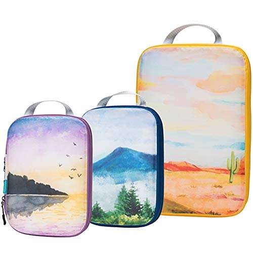 New Promotion Compression Travel Packing Cubes Pouch Organizer Colorful Travel Organizer Toiletry Cosmetic Bag Set