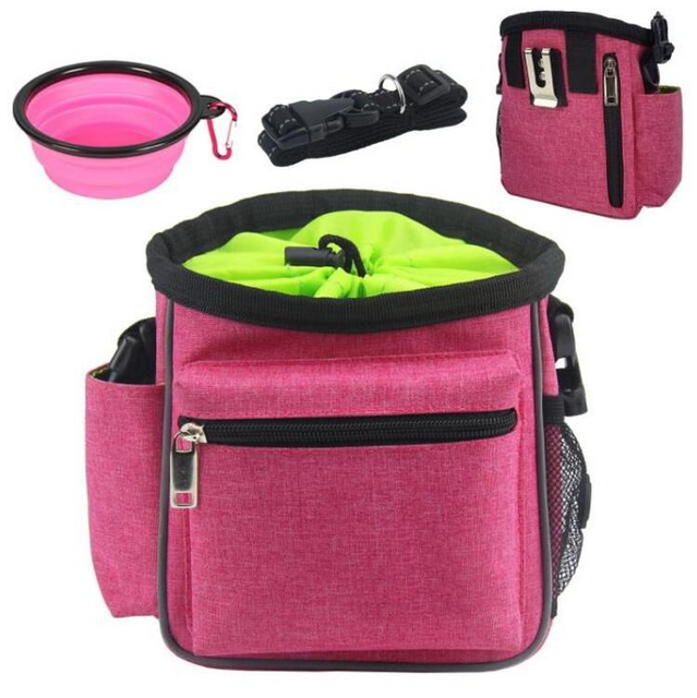 Convertible Pet Snack Bag Crossbody Shoulder Bag Waist Pack Dog Training Bag Treat Pouch for Outdoor Hiking Walking