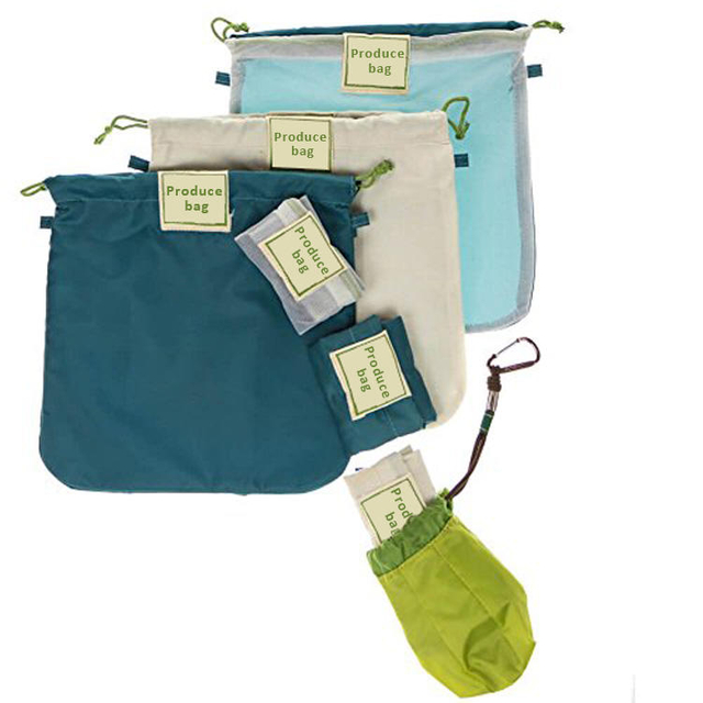 3 Sets Eco-friendly RPET, RPET Mesh & Organic Cotton Reusable Produce Bags with Pouch