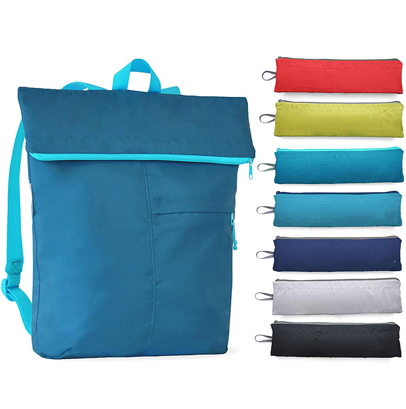 Promotion Recycled Plastic Bottle RPET Folding Hiking Back Pack Ultralight Foldable Backpack Packable Daypack Bag