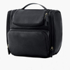 Large Capacity Unisex Black PU Leather Foldable Custom Makeup Storage Organizer Cosmetic Bags Hanging Toiletry Bag