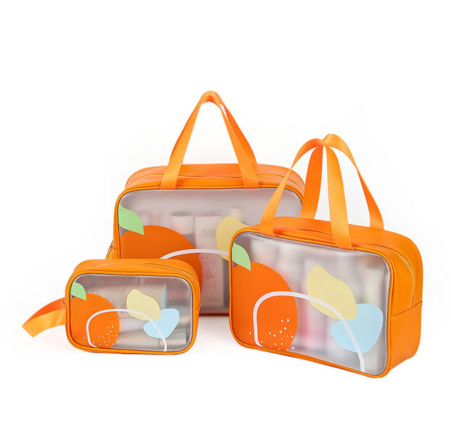 Customized Clear PVC TPU Cosmetic Bag Travel Swimming Custom Printing Bathroom Cosmetics Toiletry Bag 3pcs Set