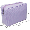 Lightweight Cotton Make Up Pouch Bag Wholesale Eco Friendly Blue Stripe Seersucker Cosmetic Bag