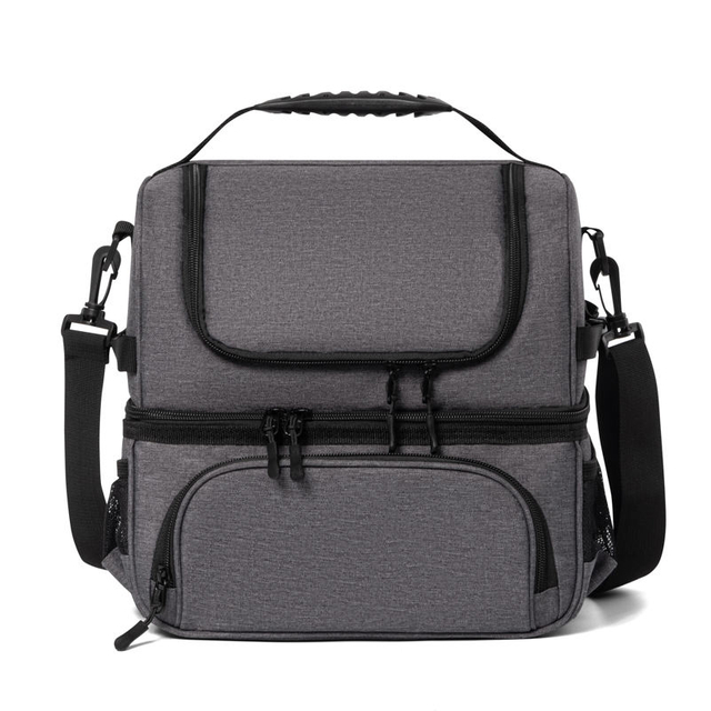 Dual Compartment Lunch Bag Tote with Shoulder Strap for Men And Women Large Insulated Leakproof Cooler Bag with Takeware Holder