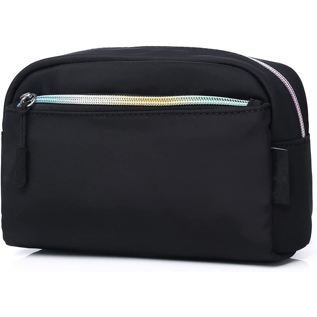 Rainbow Zipper Designer Cosmetic Bag Nylon Waterproof Lightweight Small Travel Cosmetic Organizer for Women And Girls