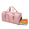Custom Logo Waterproof Pink Travel Duffel Bag for Woman Sports Tote Gym Bag Shoulder Weekender Overnight Bag