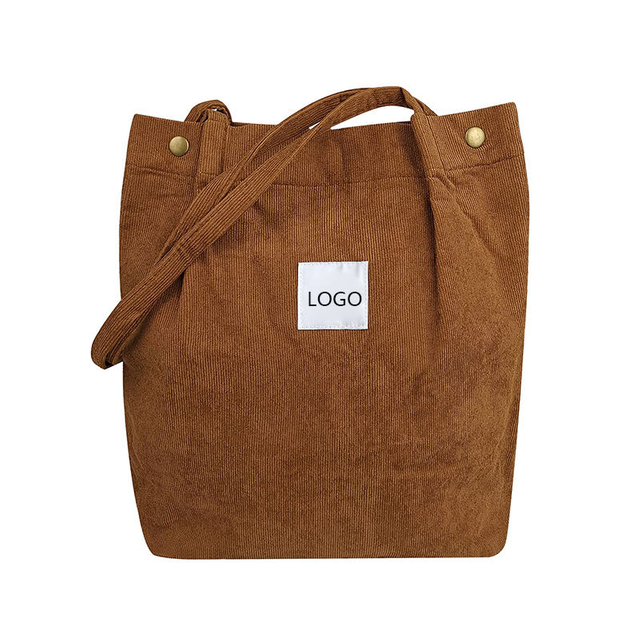 Women large durable fashion grocery shopper handbags etercycle corduroy tote bags custom with shoulder strap