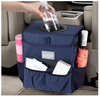 Car Trash Can with Lid And Storage Pockets Waterproof Lining Hanging Back Seat Mini Car Trash Can
