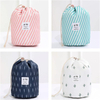 High Quality Custom Print Lazy Drawstring Cosmetic Makeup Bag Soft Waterproof Travel Cosmetic Toiletry Bag