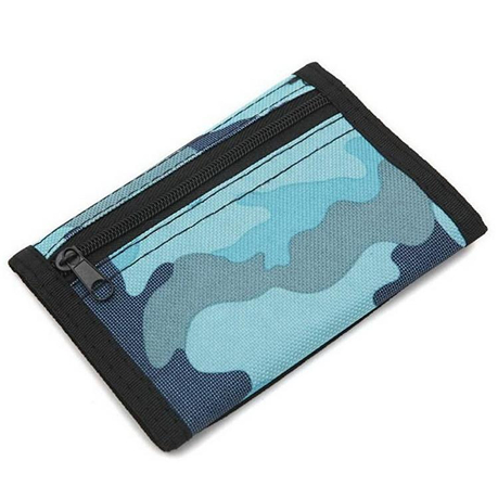 Wholesale Camo Boys Kids Fashion RFID Credit Card Holder Case Portable Trifold Wallet with Keychain