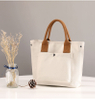 Fashion Small Cotton Canvas Plain Tote Bag Custom Logo Eco Friendly Casual Tote Handbag with Pockets And Button