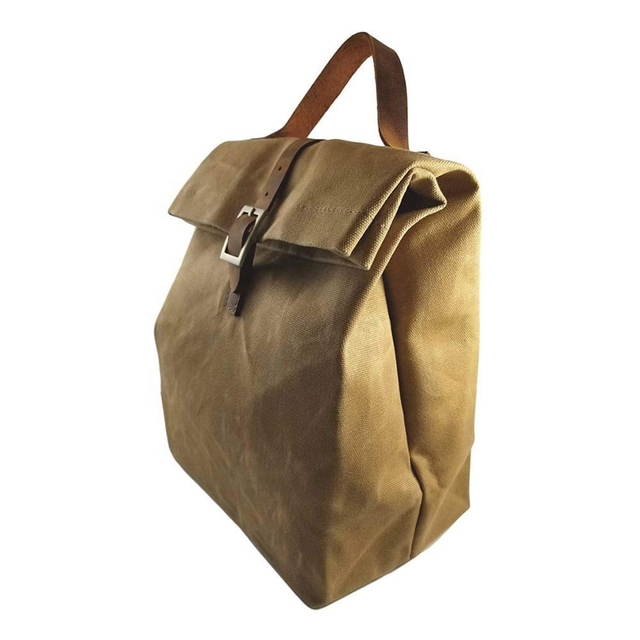 Reusable Thermal Insulated Waxed Canvas Cooler Lunch Bag with Handle - Waterproof