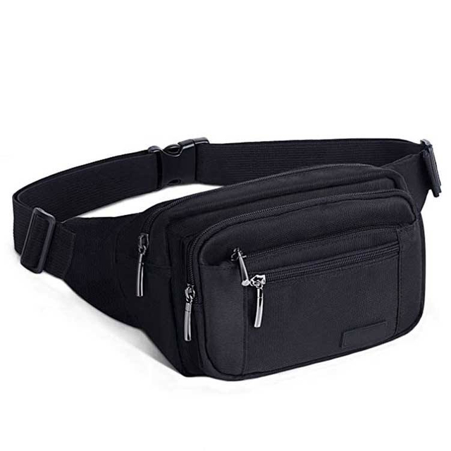 Black custom multi-functional belt bag fanny pack waterproof running sport waist bag
