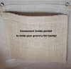 Hemp reusable shopping bags, jute shopping tote bag with a pocket inside