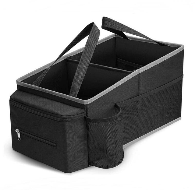 Custom Auto SUV Storage Container Car Boot Organiser Front Back Seat Trunk Organizer with Tote Handle Bottle Holder Cooler Bag