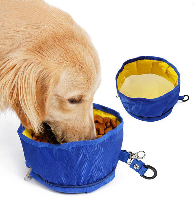 Water Resistance Travel Outdoor Portable Oxford Fabric Folding Pet Dog Water Bowl Waterproof Collapsible Dog Bowl