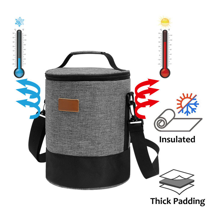 Fashion Cylindrical Insulation Cooler Bag Portable Aluminium Foil Wine Bottle Beer Can Thermal Bag