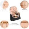 Custom Girls Striped Makeup Kits Cosmetic Case Women Nylon Toiletry Shaving Accessories Organizer with Leather