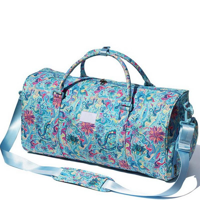Custom printed women elegant yoga dance sports bag duffel travelling gym duffle overnight weeken carry bag for ladies