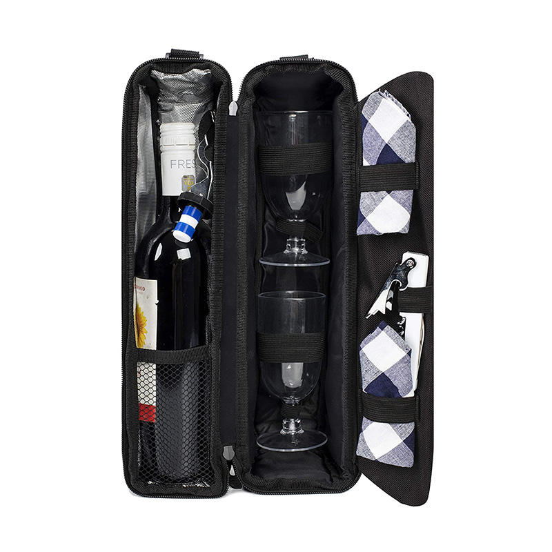 Luxury Red Wine Bottle Glasses Carry Cooler Bag High Quality Picnic Wine Tote Bag