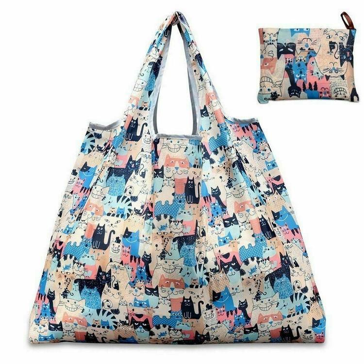 Reusable foldable shopping tote bag cheap recycled RPET shopping bag for fruit and vegetable custom print