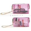 Custom Logo Printing Clear PVC Makeup Bag Cosmetic Glitter Pink Makeup Brushes Holder Pouch