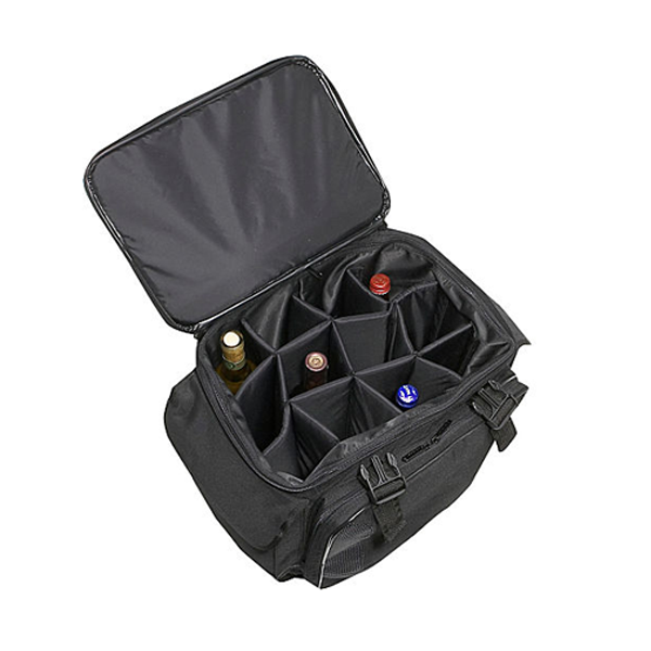 Black Strong 12 Bottle Portable Wine Cooler Bag with Wheels